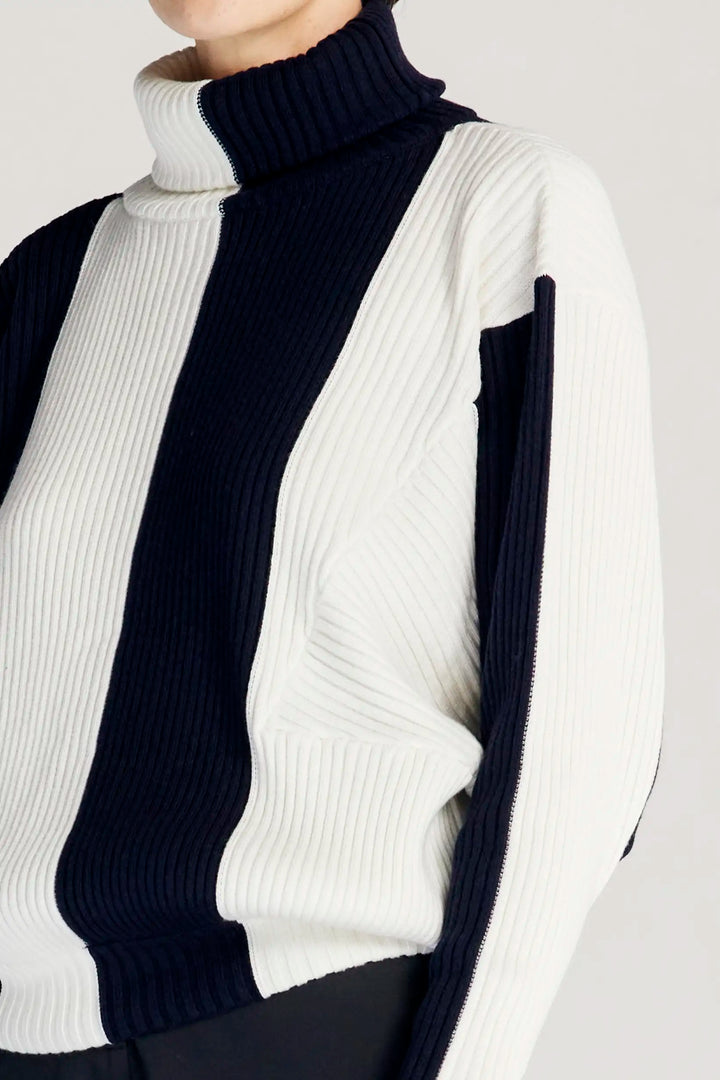 Paragon Jumper, navy striped wool loose jumper