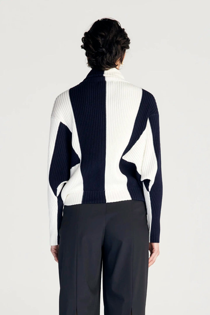 Paragon Jumper, navy striped wool loose jumper