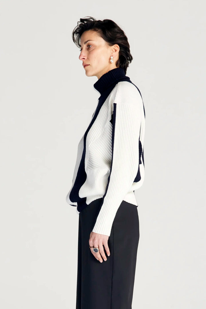 Paragon Jumper, navy striped wool loose jumper