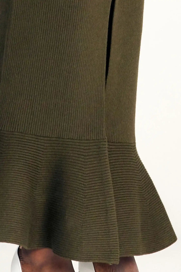 Jupe Plénitude, jupe longue en maille kaki