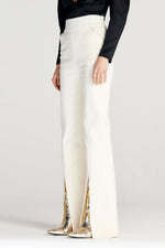 Entirety Trouser, ecru cotton fitted trousers