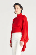 Pull Resolute, pull drapé en tricot rouge