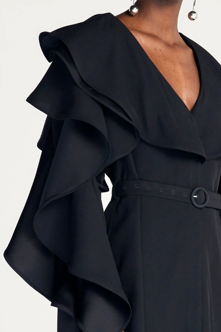 Wanderlust Midi Dress, black crepe knee length dress