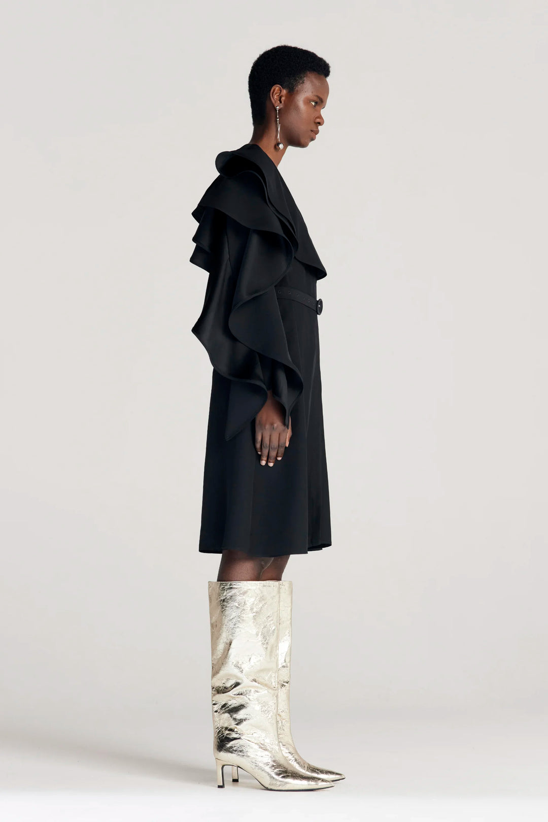 Wanderlust Midi Dress, black crepe knee length dress