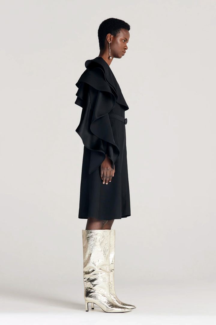 Wanderlust Midi Dress, black crepe knee length dress