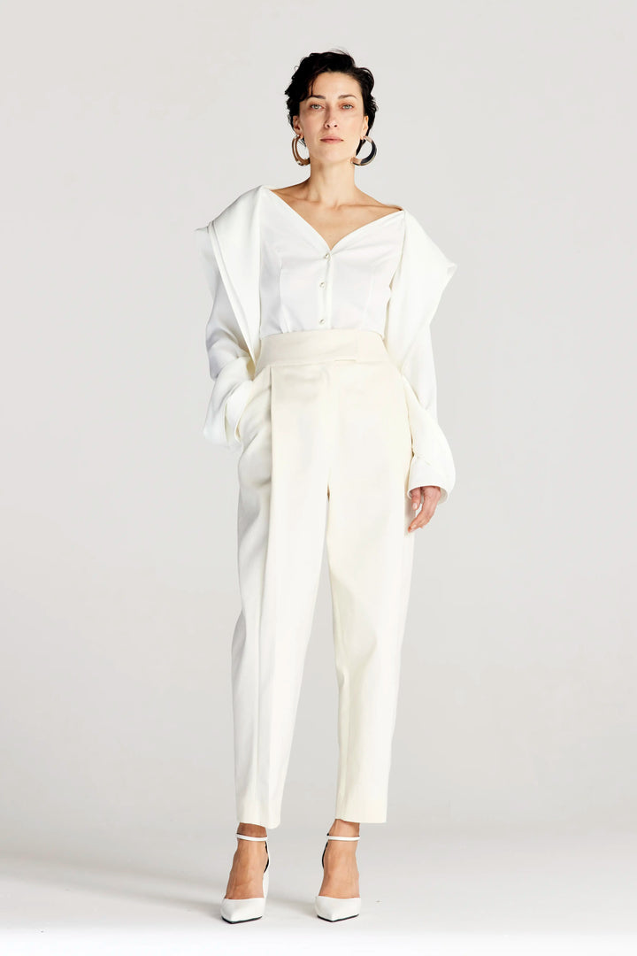 Sonder Trouser, ecru cotton relaxed trouser