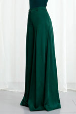 Pantalon Honesty Opens, pantalon large en satin vert