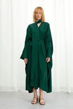 Robe émotive, robe oversize en crêpe vert