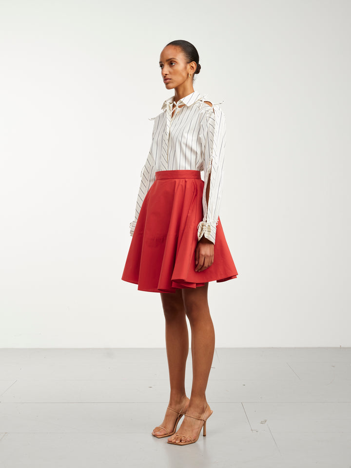 Embrace Skirt, roter ausgestellter Rock aus Baumwolle