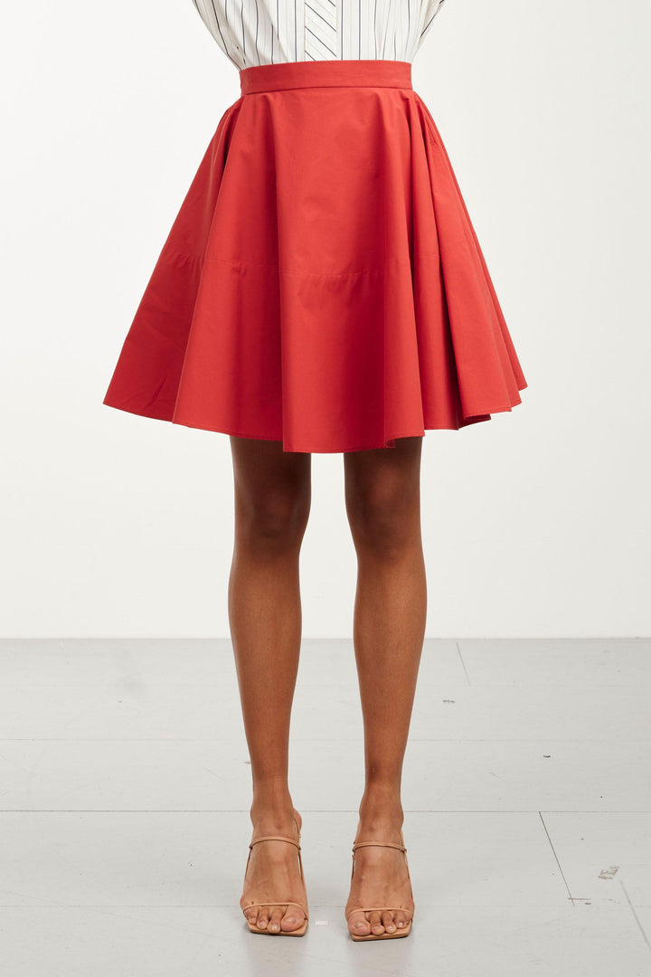 Embrace Skirt, roter ausgestellter Rock aus Baumwolle